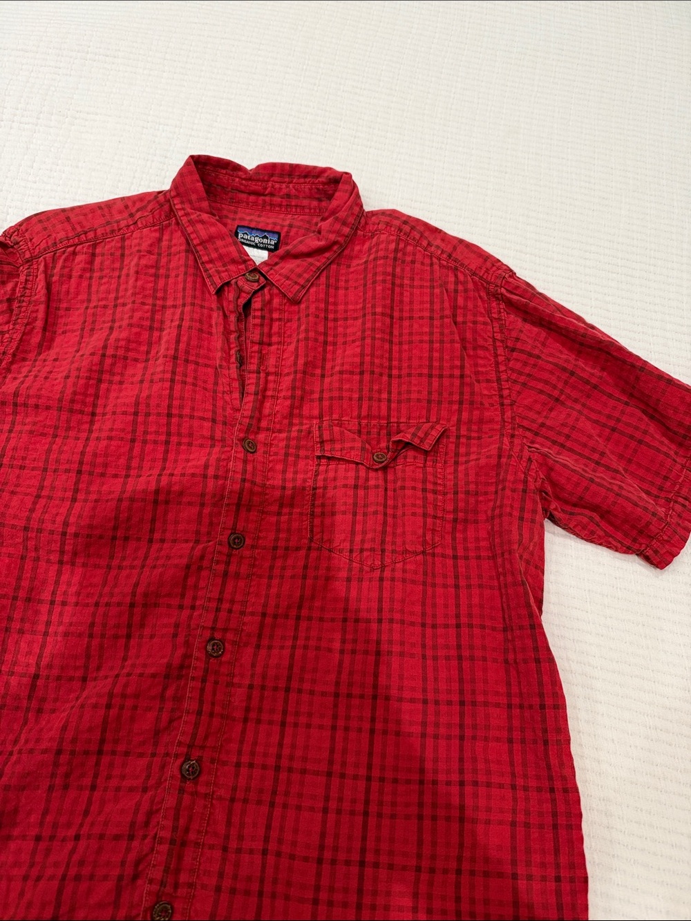 Patagonia Red Plaid Short-Sleeve Button-Down Shirt